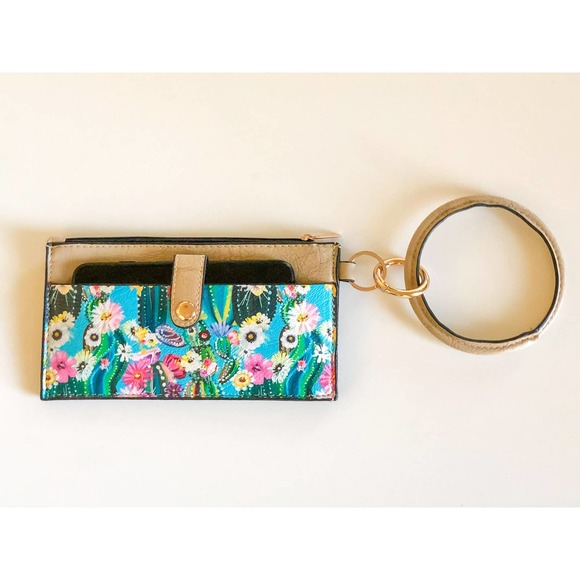 NWT!! Bangle Wristlet - Cactus & Floral in Tan - Picture 3 of 8